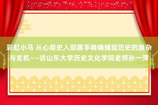 彩虹小马 从心扉史入部属手精确捕捉历史的复杂与玄机——访山东大学历史文化学院老师孙一萍