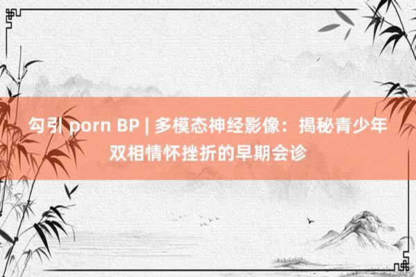 勾引 porn BP | 多模态神经影像：揭秘青少年双相情怀挫折的早期会诊